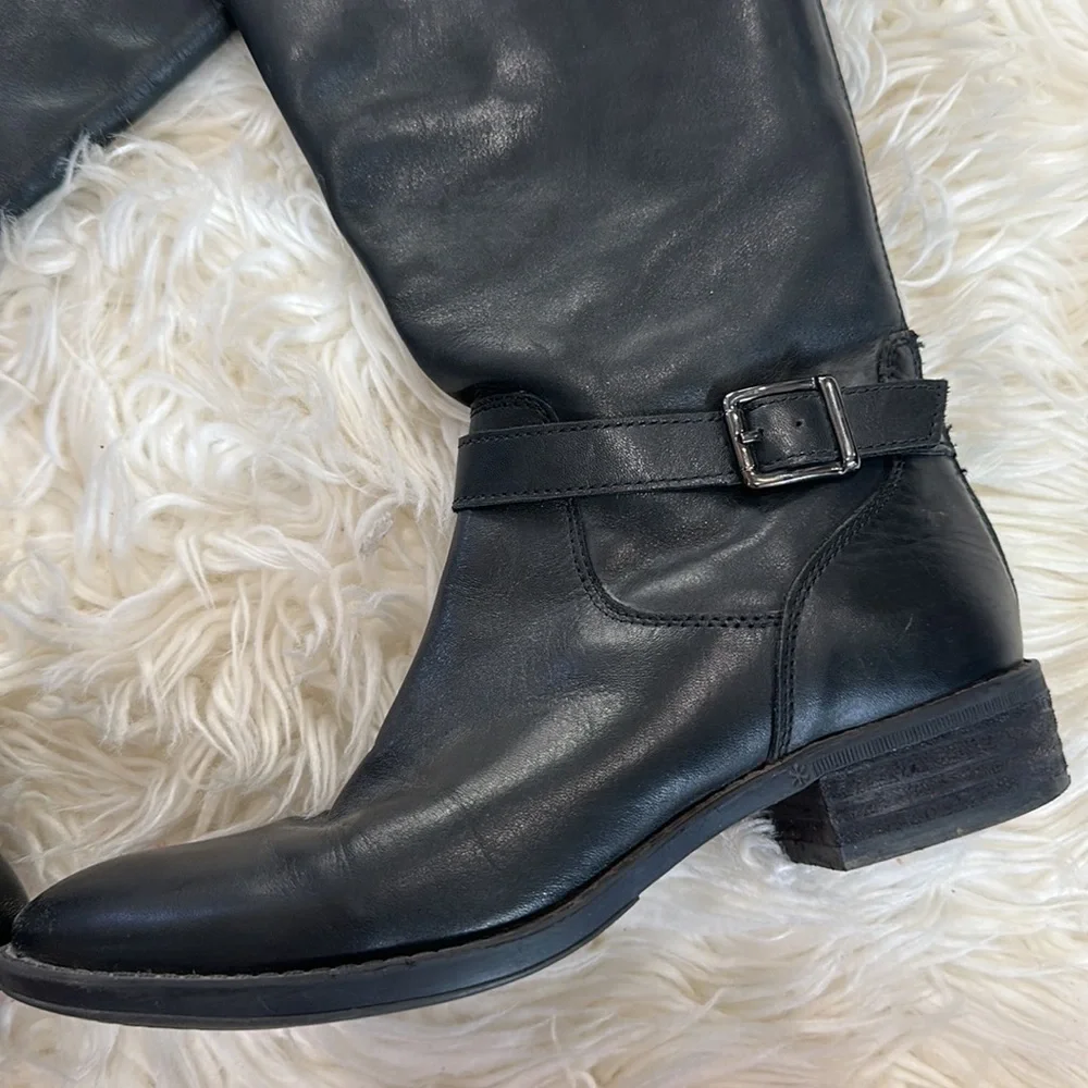 Sam Edelman Painter Tall Riding Boot Leather Distress Brown Back Zip Round 6.5M - Picture 4 of 11